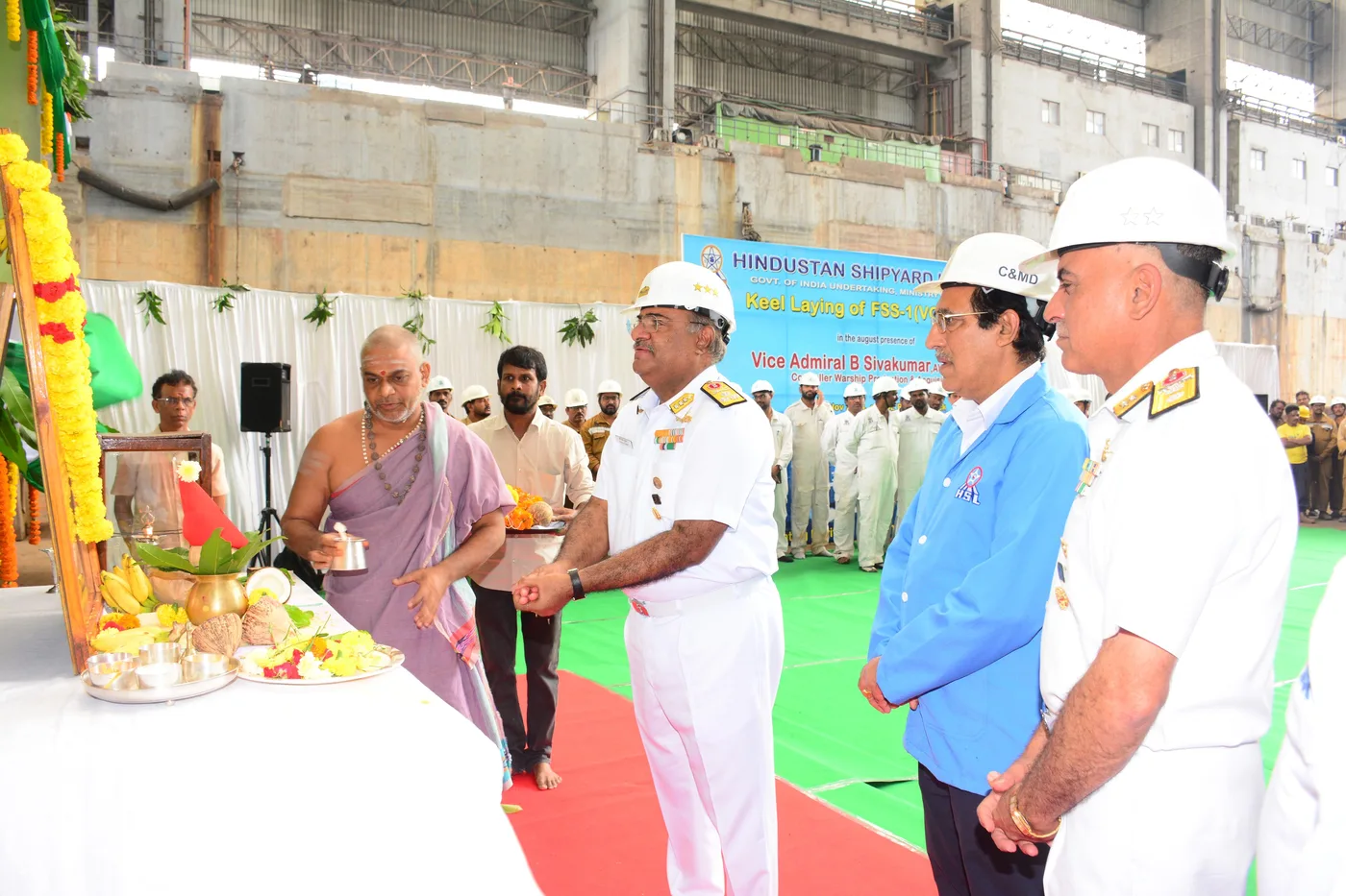 Keel laying of the first 44,000-tonne Fleet Support Ship for the Indian Navy at Hindustan Shipyard Limited, Visakhapatnam
